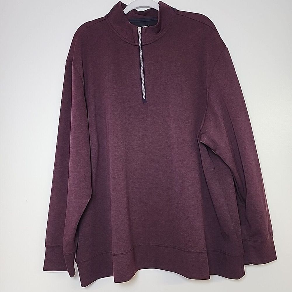 TravelSmart‎ 1/4 Zip Sweater Men's 2XL Burgundy 1/4 Zip Long Sleeve Soft Classic